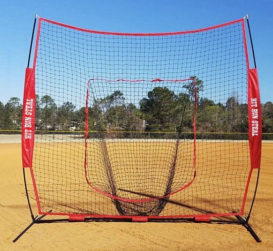 baseball, cage, net, bat, practice, hit